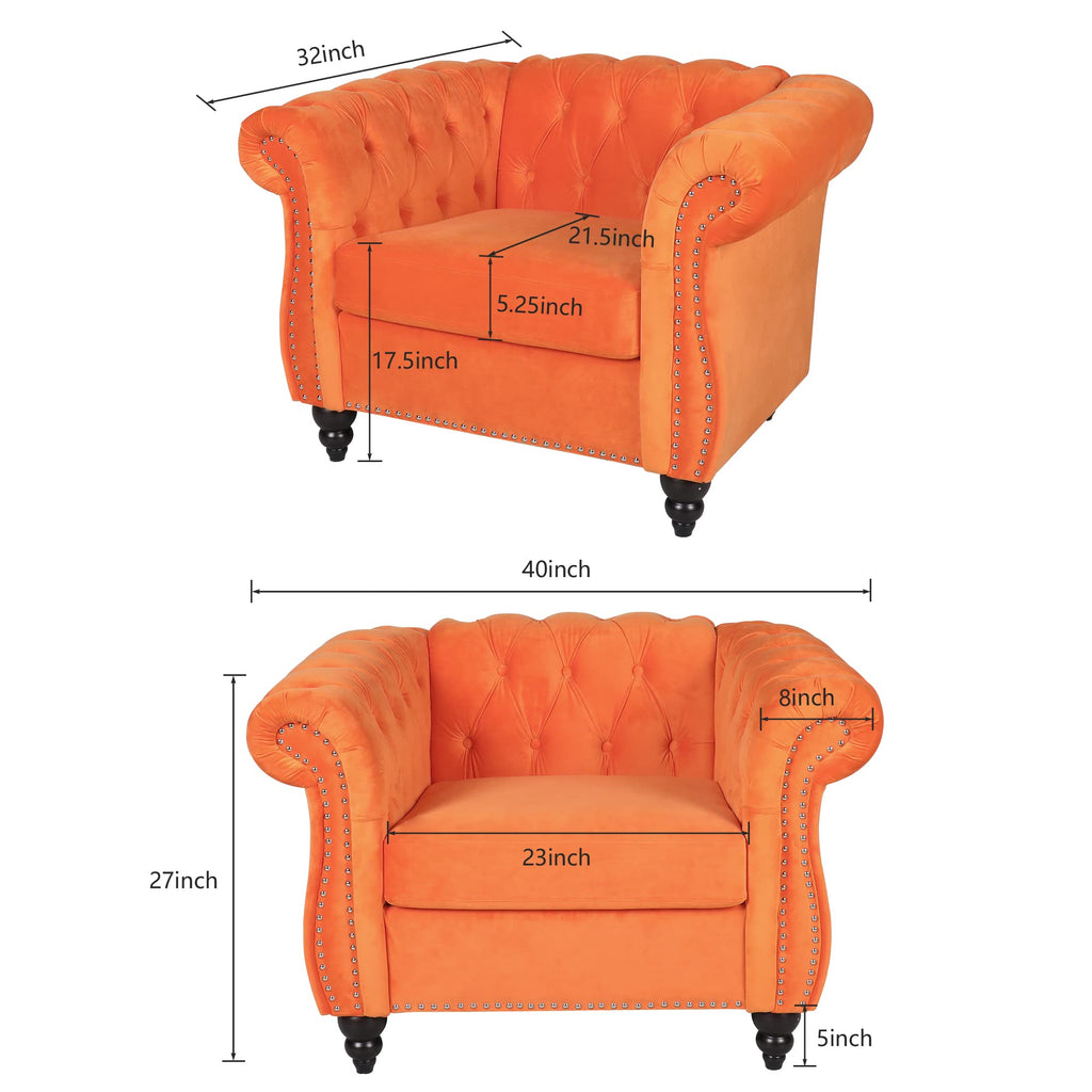 Orange Velvet Accent Chair Y618077