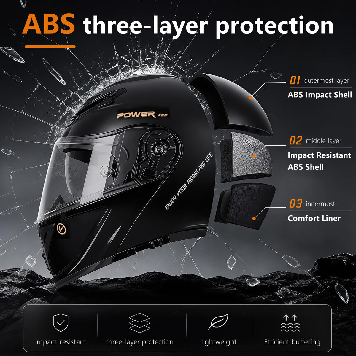 Motorcycle Helmet Bluetooth DOT Approved T77382