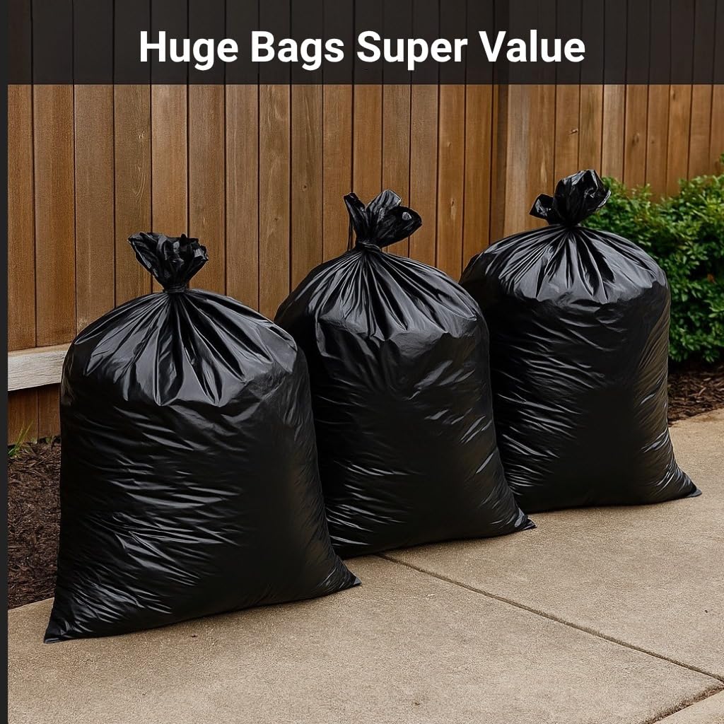 95–96 Gallon 30 Count 2.5 Mil Black Trash Bags X749646