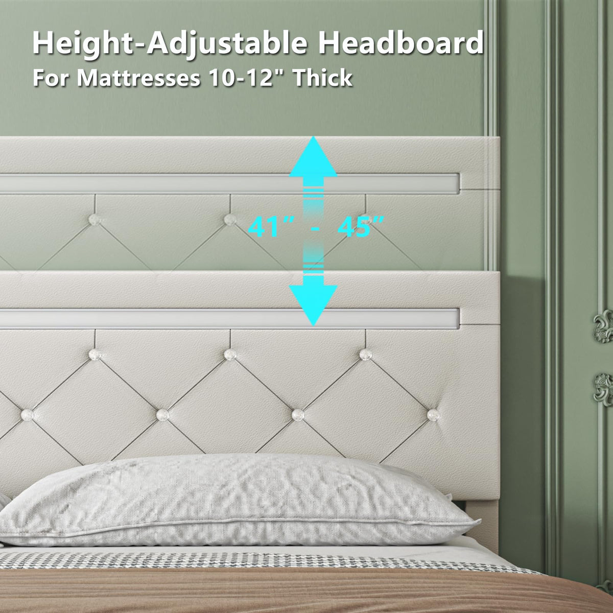 Full Size Bed Frame with LED Light and Storage Drawers U251