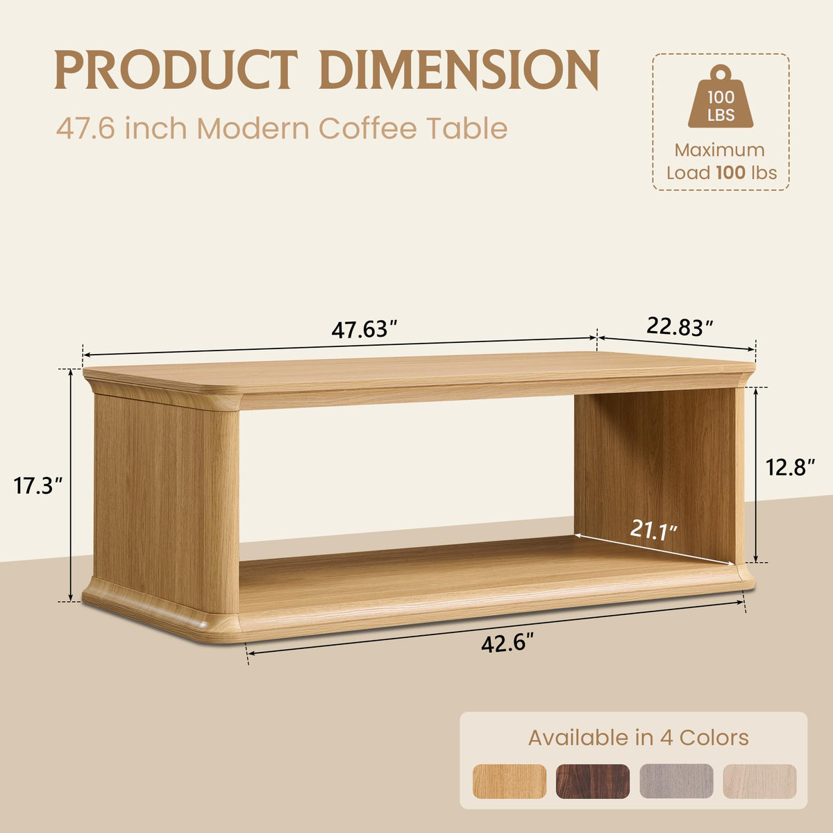 47.6" Wood Coffee Table Z865781