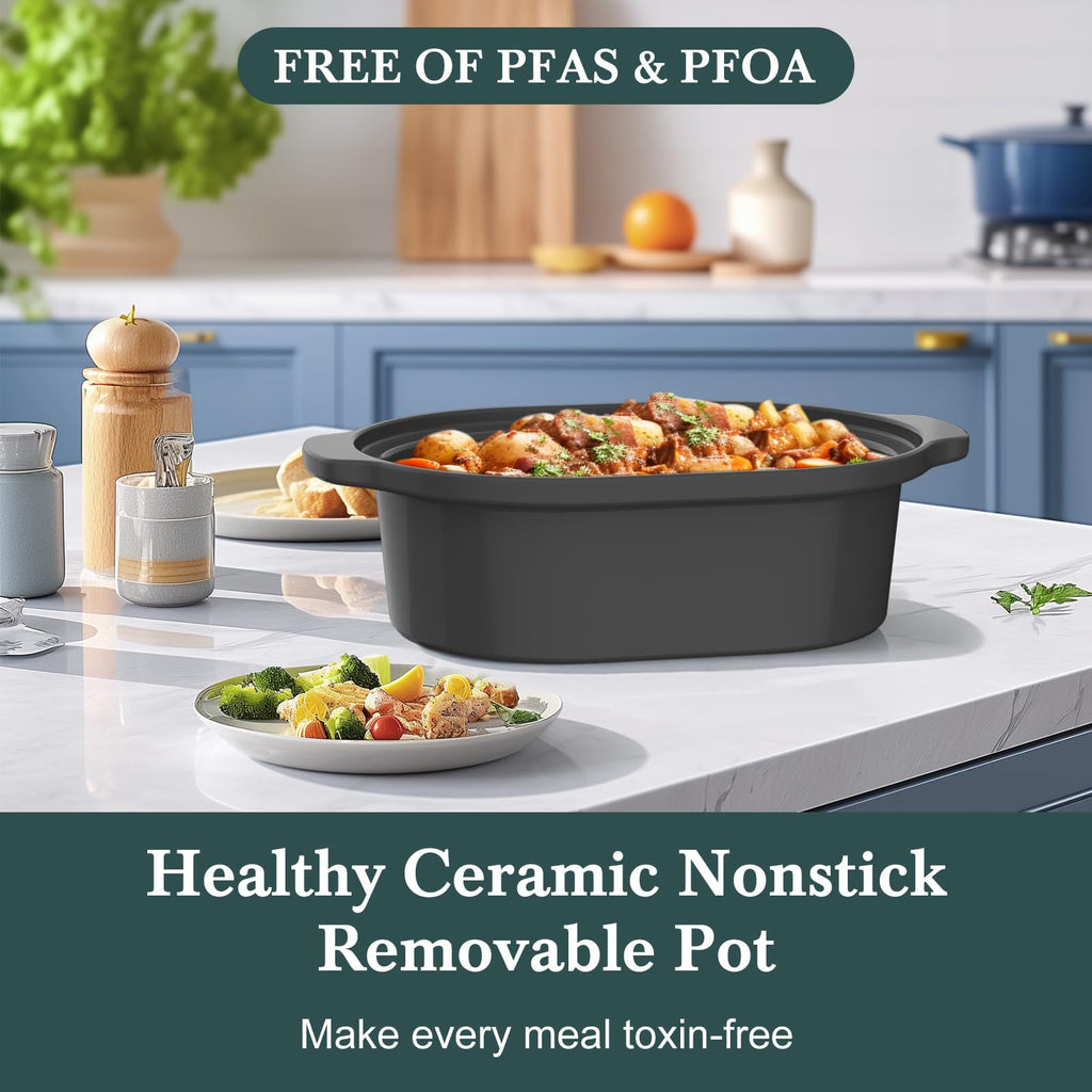 6 Quart Programmable Slow Cooker Nonstick Pot T493