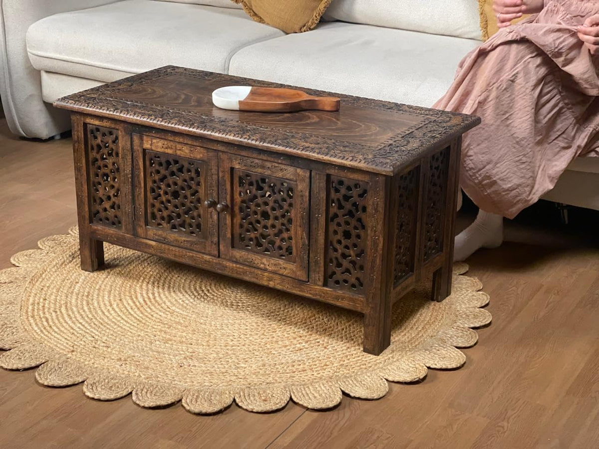 Hand-Carved Mango Wood Coffee Table K29393
