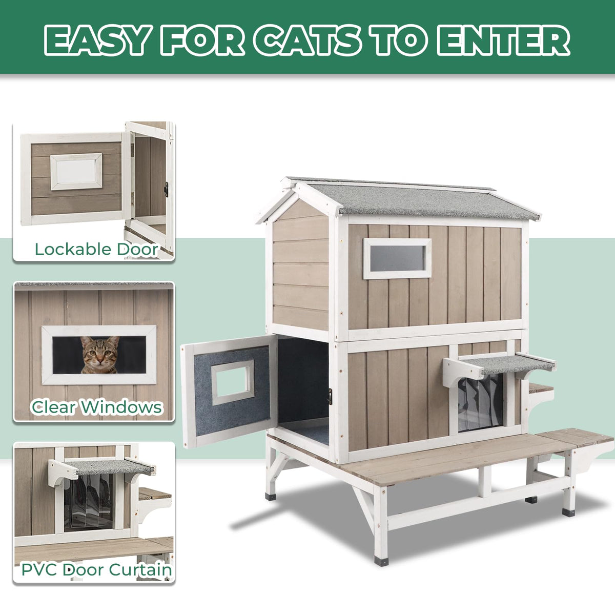Insulated 2-Story Outdoor Cat House M494763
