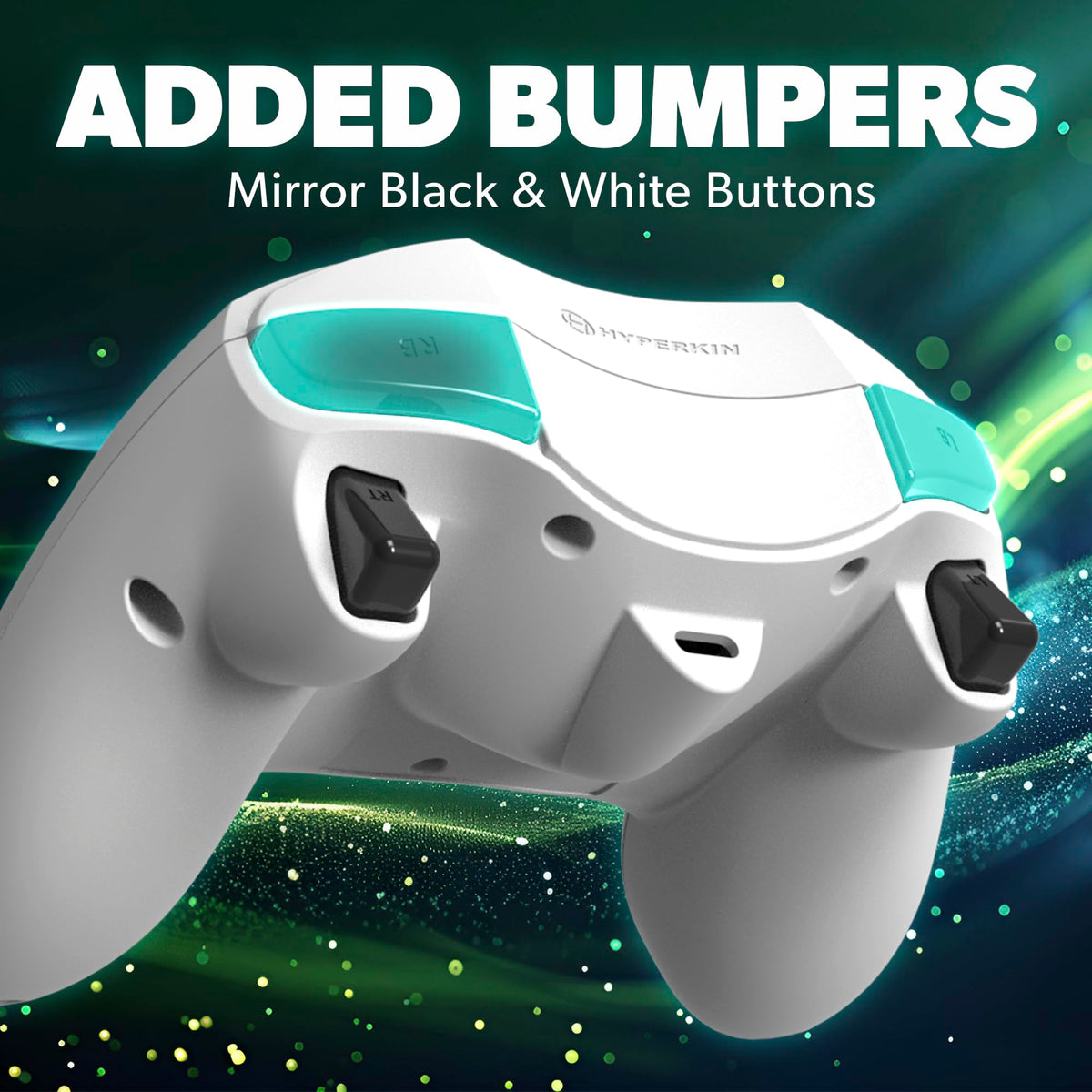 White Wired Controller with Hall Effect Joysticks, Audio Jack, Impulse Triggers W33145