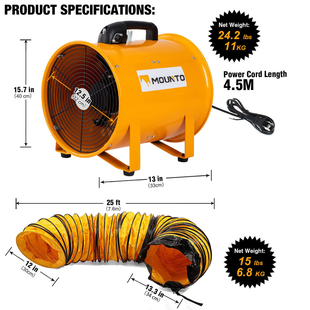 12-Inch Heavy Duty Cylinder Axial Fan with 25-Foot Vinyl Hose Z5693