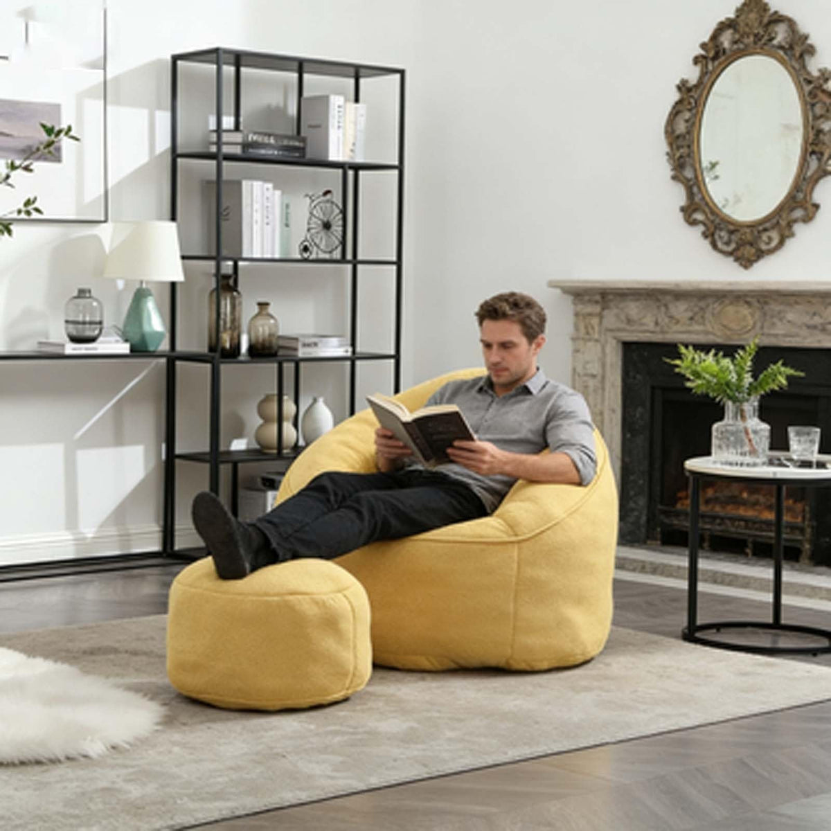Memory Foam Bean Bag Chair with Footrest E95282