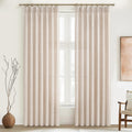 Light Filtering Semi Sheer Linen Curtains 96 Inches 2 Panels Set Z6326