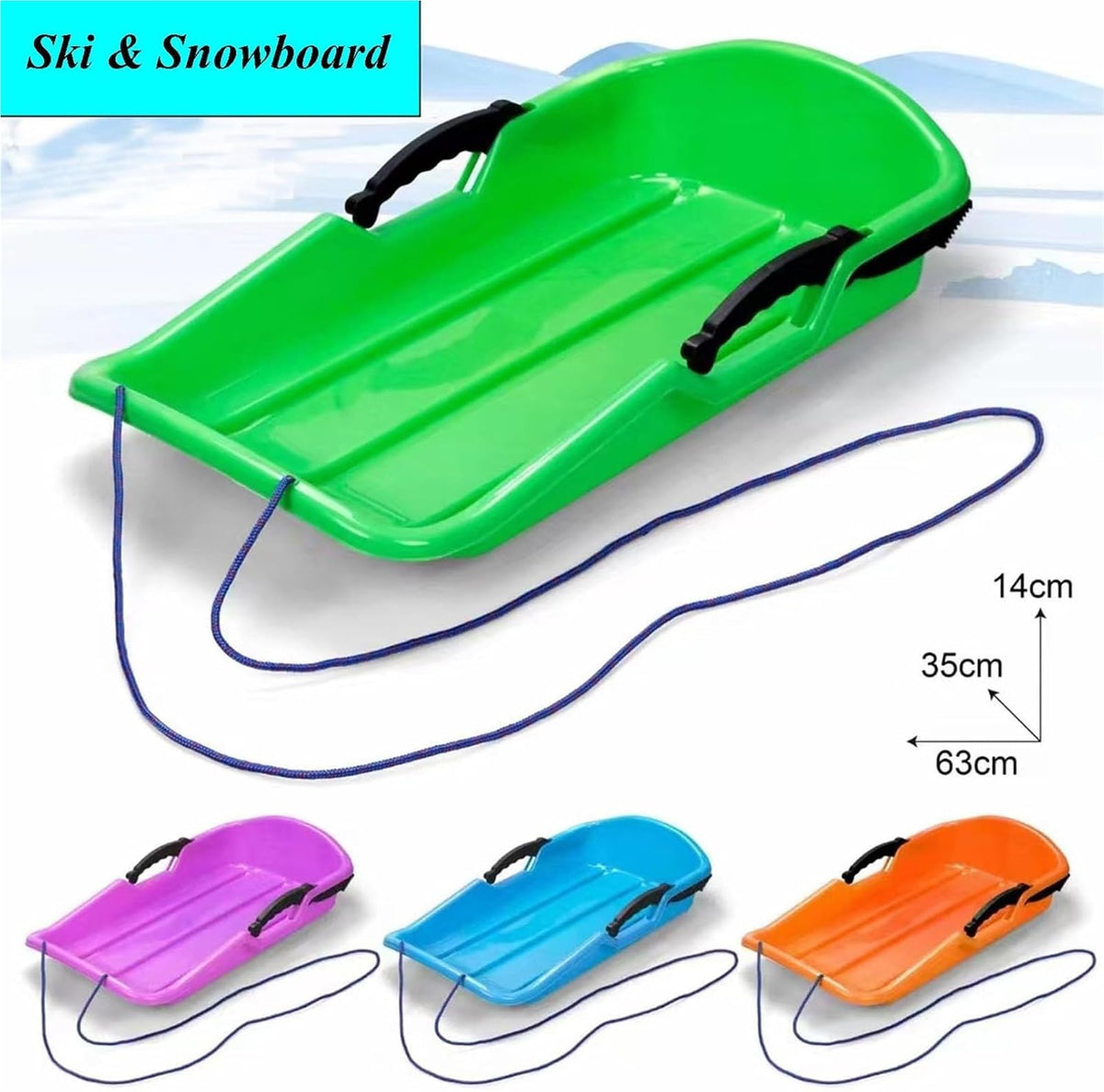 High Density Plastic Sled with Pull Rope and 2 Handles K981286