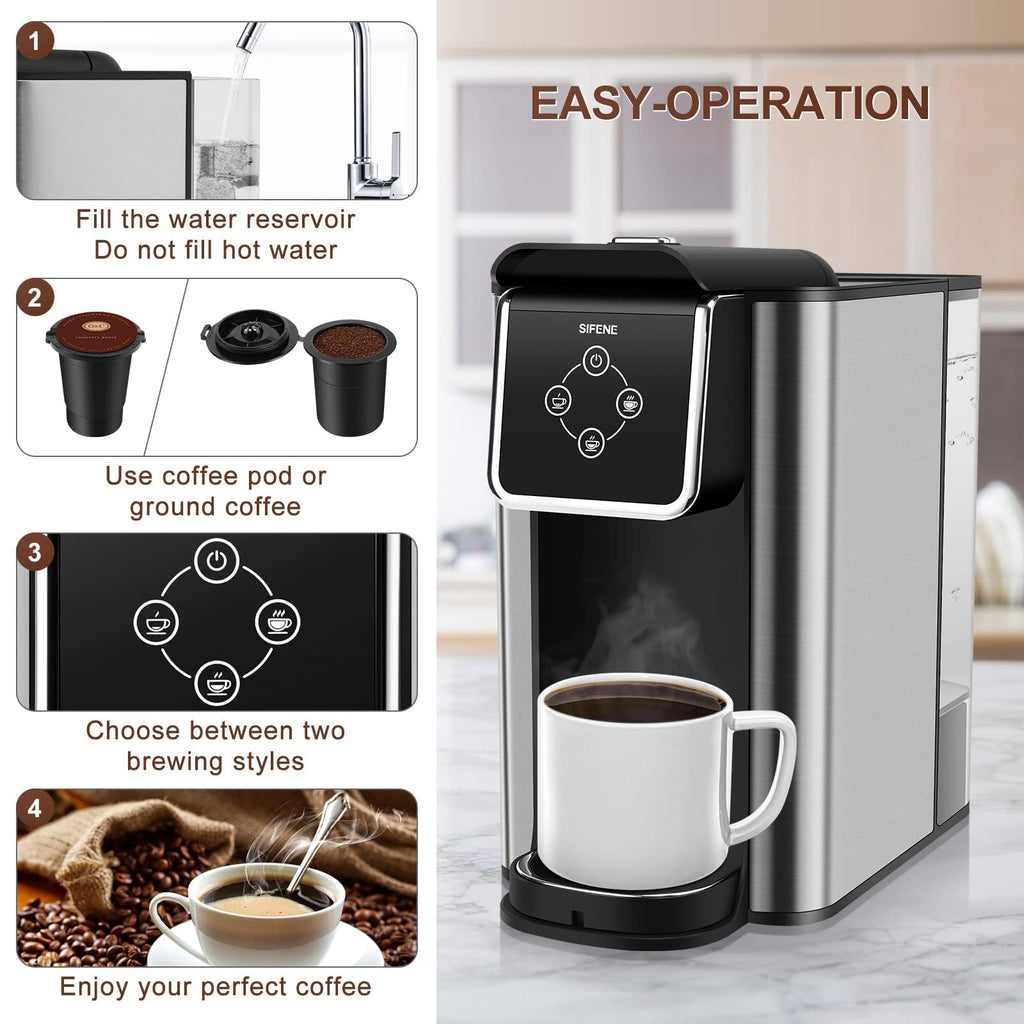 3-in-1 Single Serve Coffee Machine, 50 oz, Black X70369