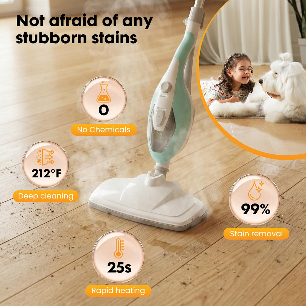14-in-1 Steam Mop Detachable Handheld Steam Cleaner with 2 Washable Pads I355