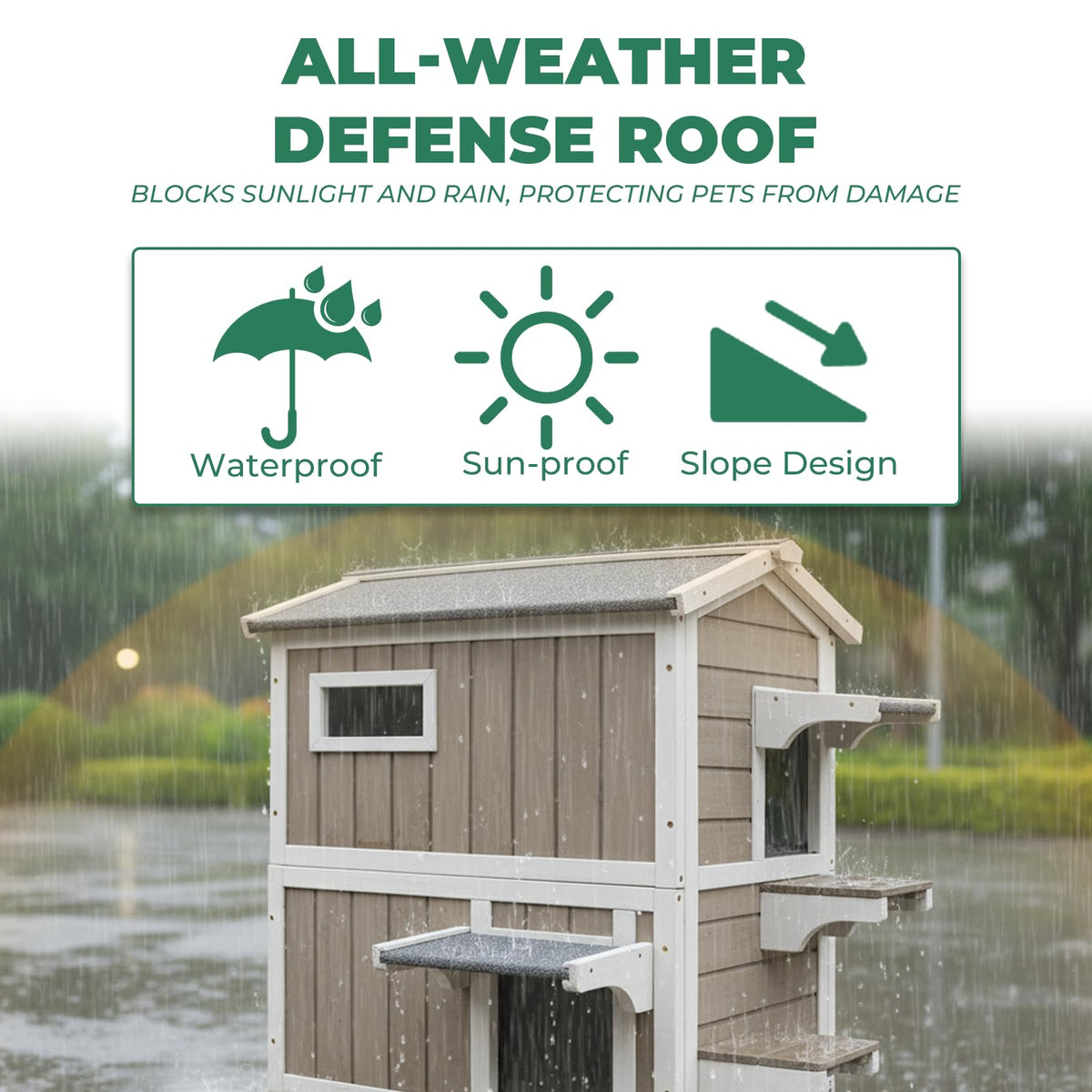 Insulated 2-Story Outdoor Cat House M494763