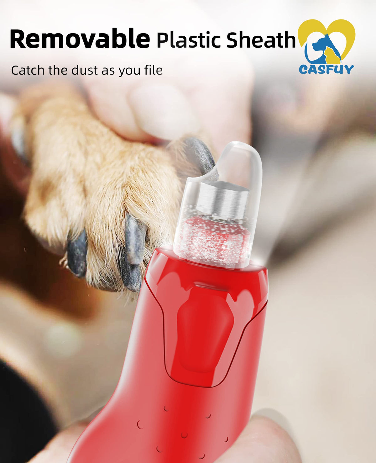 Quiet 6-Speed Rechargeable Electric Dog Nail Grinder with 2 LED Lights O89287