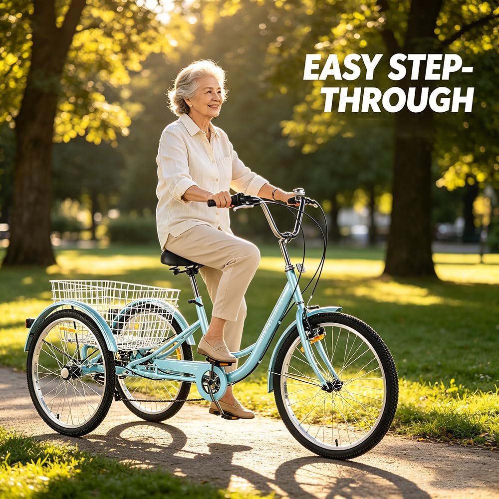24 Inch 7 Speed Adult Tricycle with Rear Basket Z1408
