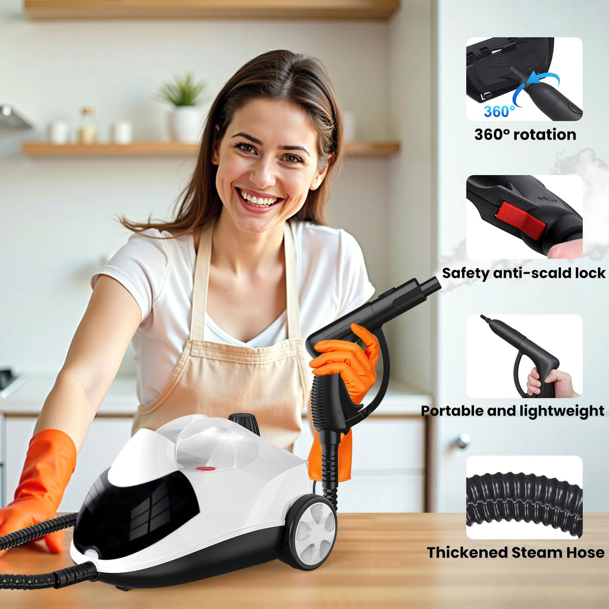 1.5L 6-in-1 Steam Cleaner with 8 Accessories R973397