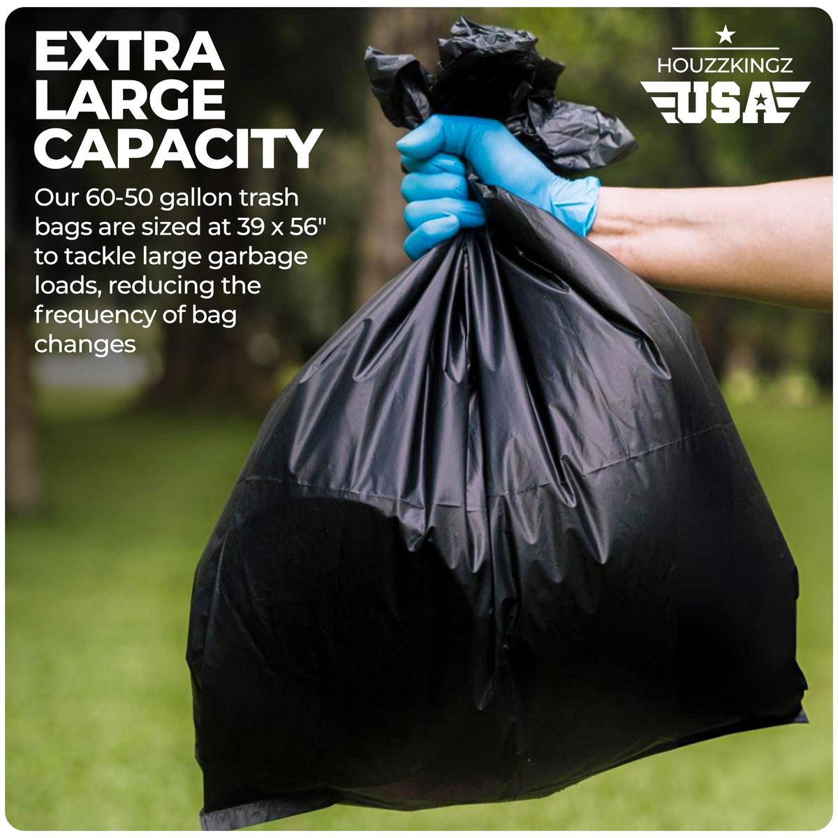 55 Gallon 20 Black Heavy Duty Trash Bags H96399