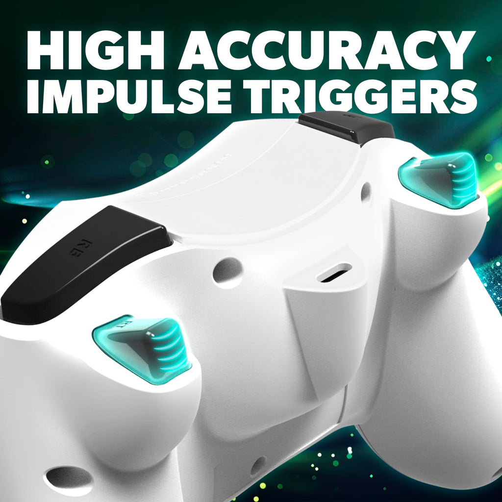 White Wired Controller with Hall Effect Joysticks, Audio Jack, Impulse Triggers W33145