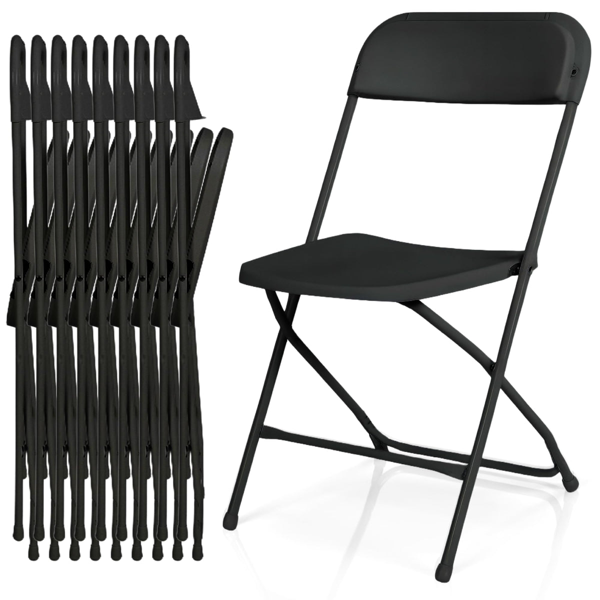 10 Pack Black Plastic Folding Chairs D9005
