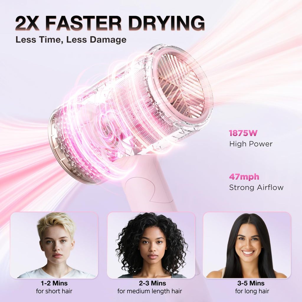 1875W Ionic Foldable Hair Dryer with Diffuser W8231
