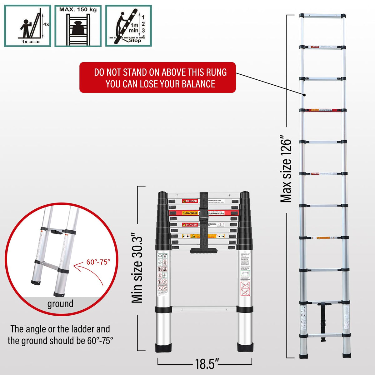 10.5 Feet Aluminum Telescoping Ladder I191790