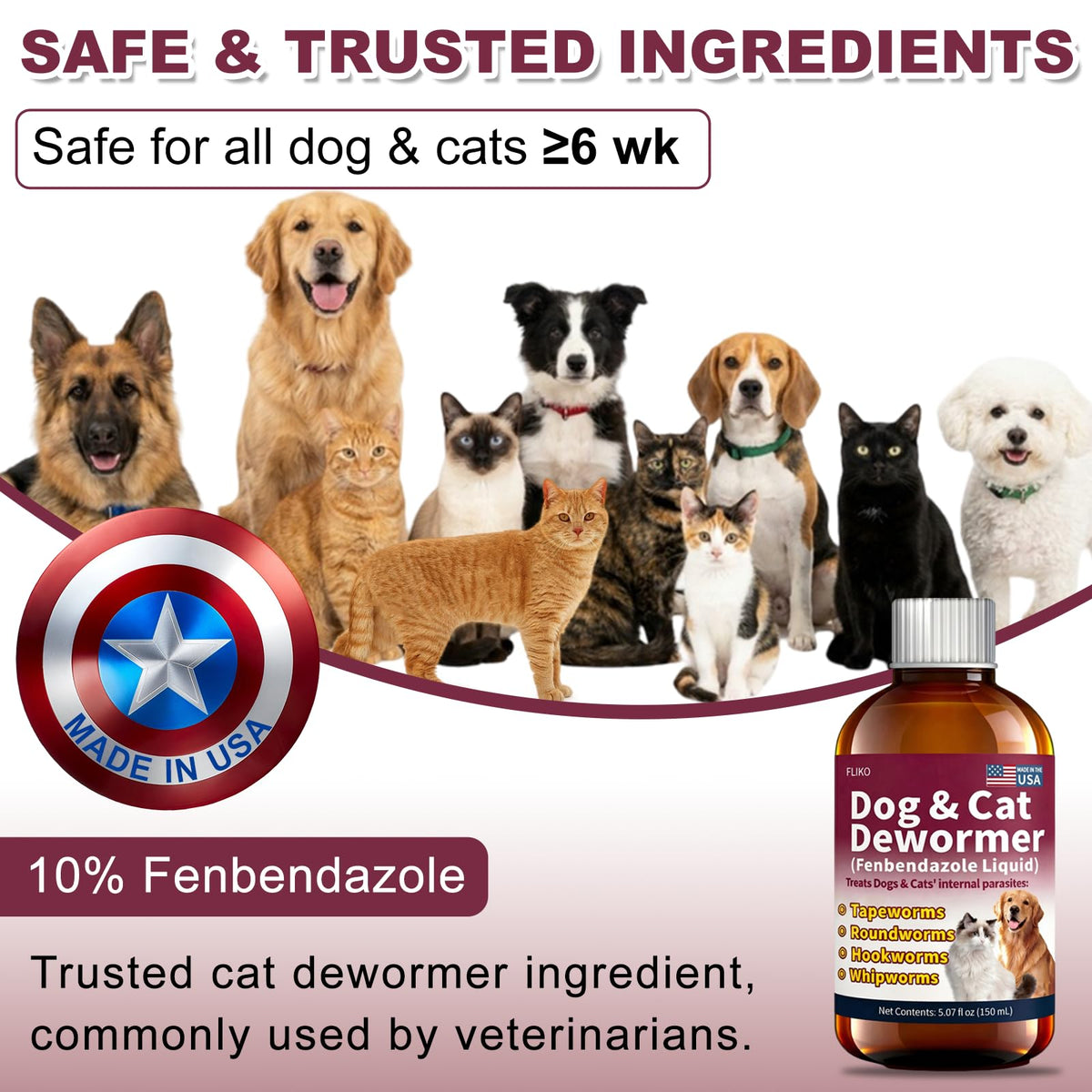 Fenbendazole Dewormer for Dogs & Cats 150 mL Z911