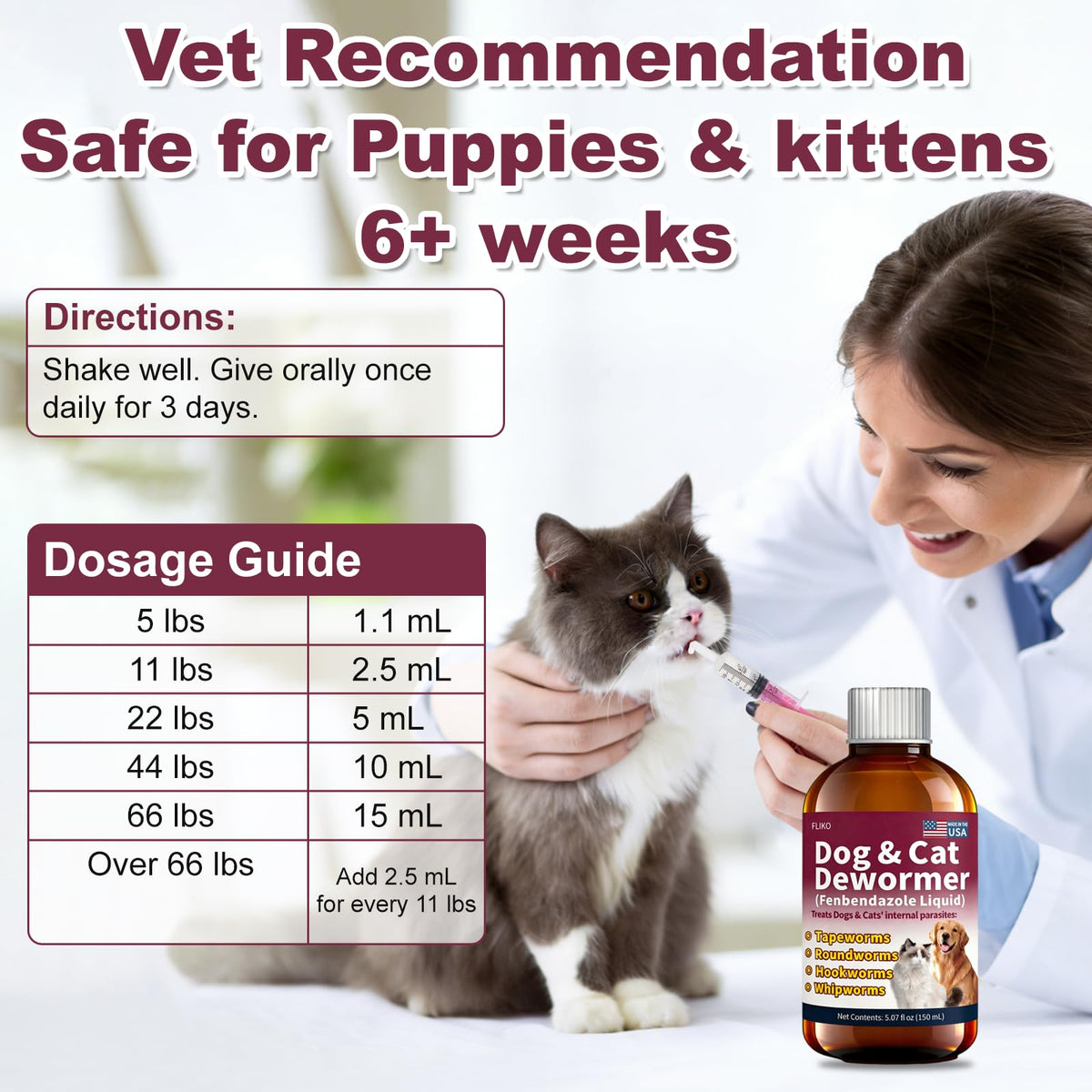 Fenbendazole Dewormer for Dogs & Cats 150 mL Z911