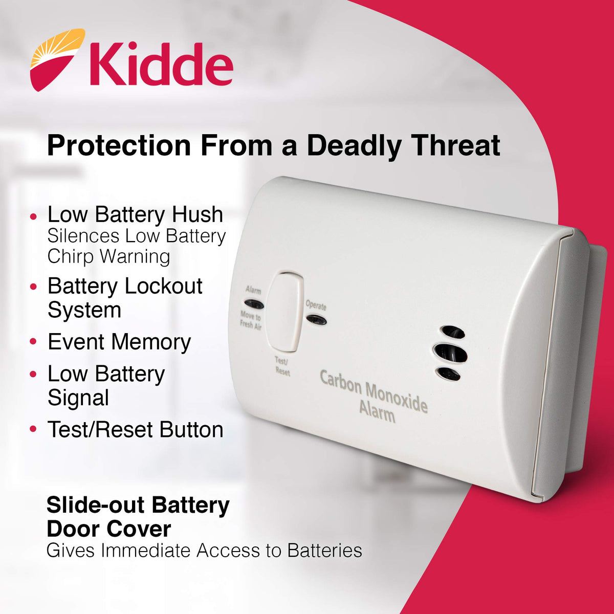 Carbon Monoxide Detector, AA Battery Powered, 85 dB Alarm Y655120