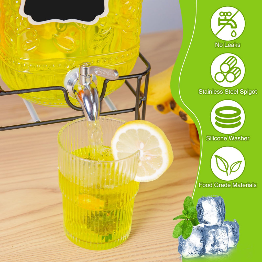 2-Pack 1 Gallon Glass Drink Dispensers with Spigot S13257