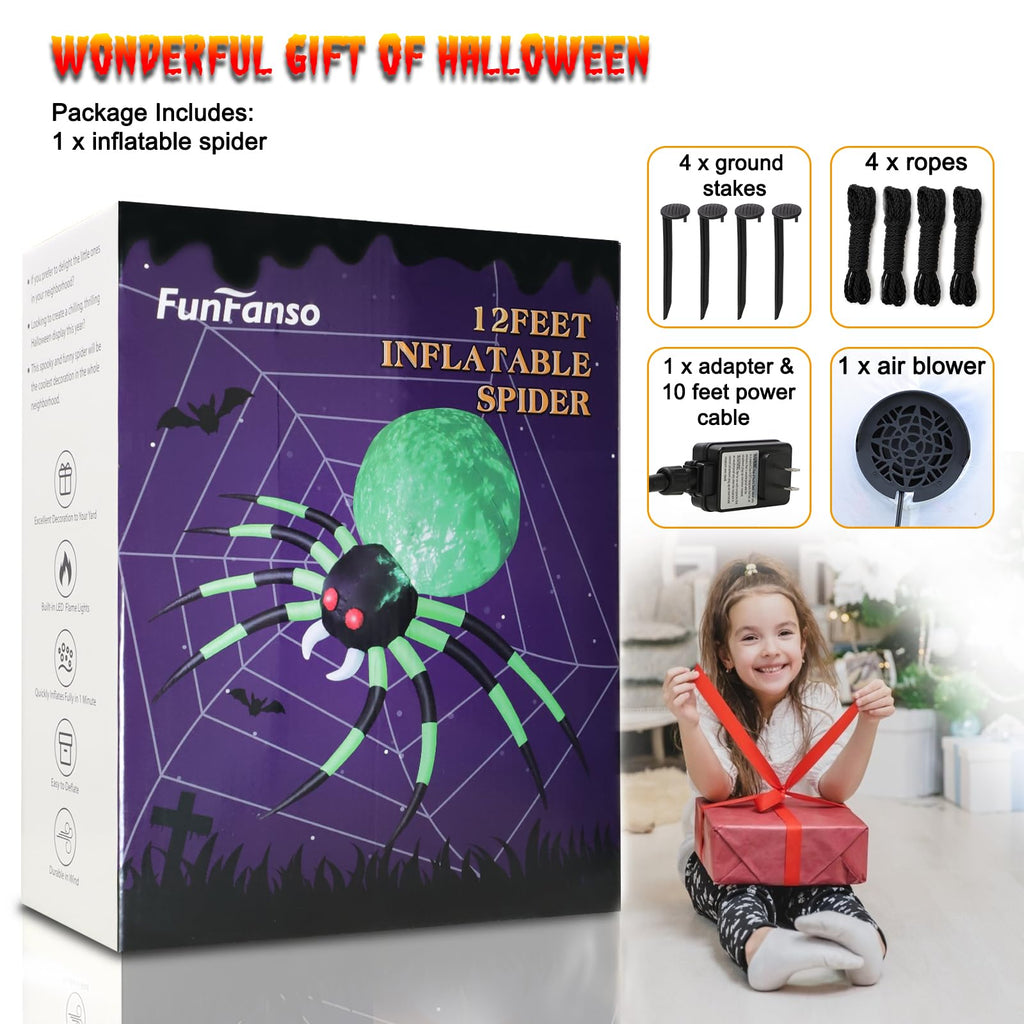 12 FT Halloween Inflatable Spider Outdoor Decoration S64679