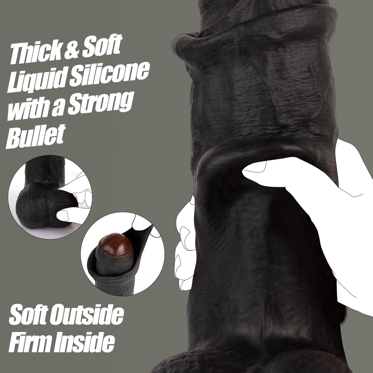 Black Realistic Dildo Vibrator V65376