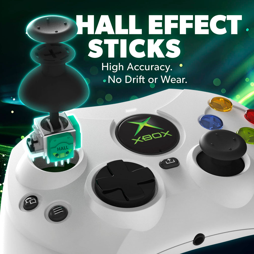 White Wired Controller with Hall Effect Joysticks, Audio Jack, Impulse Triggers W33145
