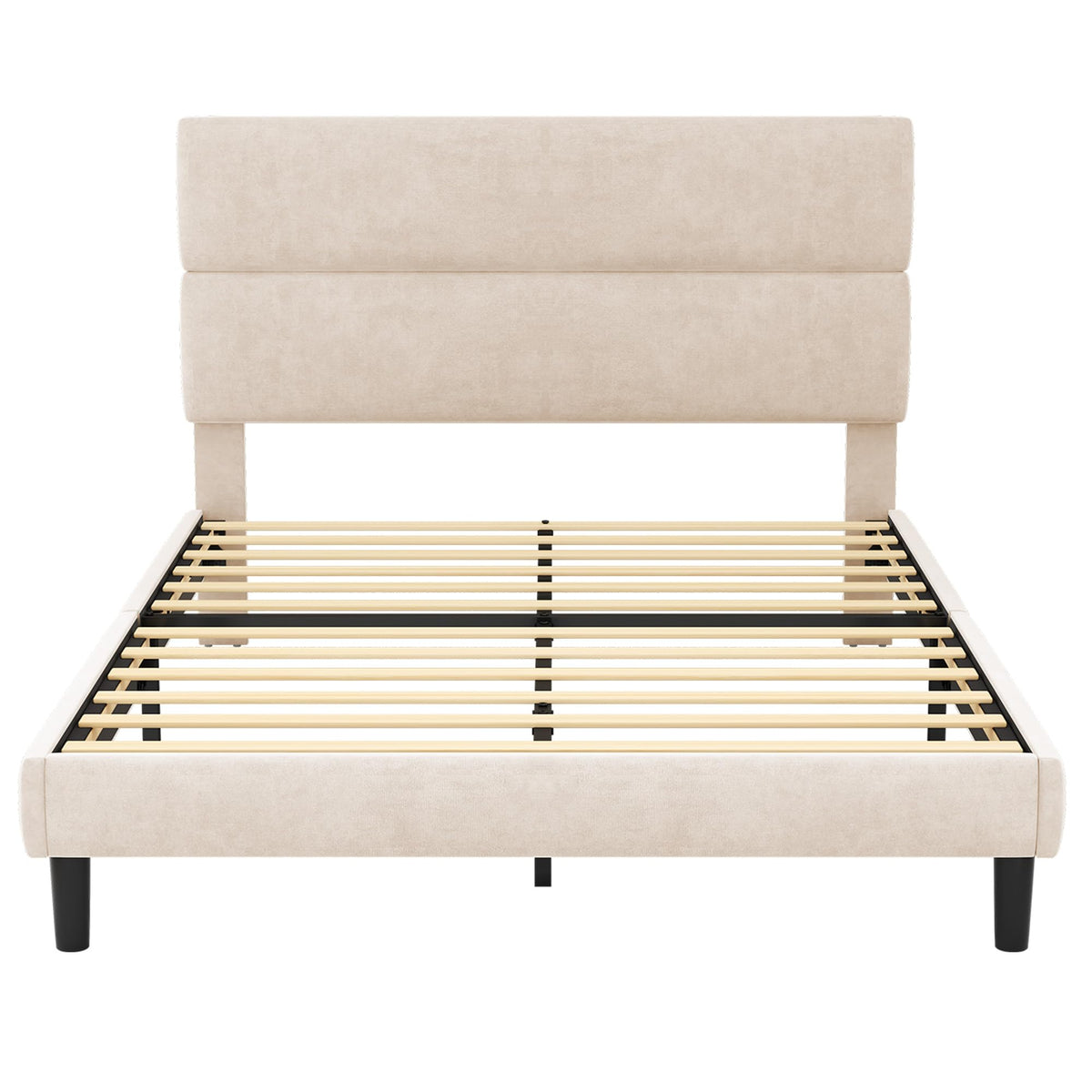 Queen Size Velvet Upholstered Platform Bed Frame X657574