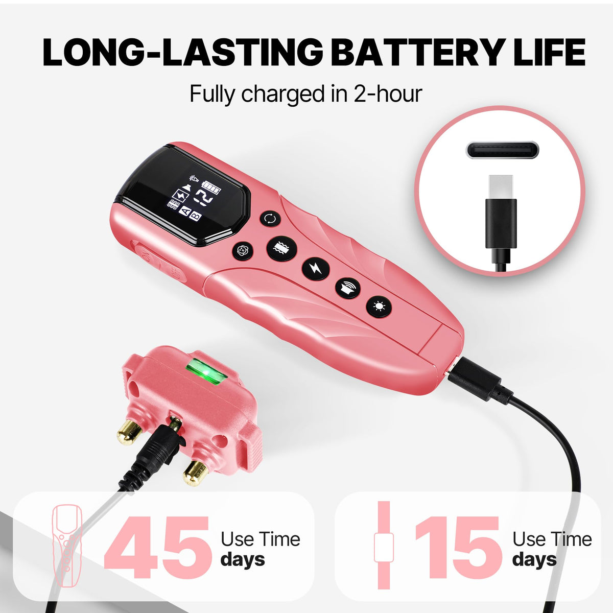 Small Dog Training Collar with Remote, Waterproof Rechargeable, Pink Q454