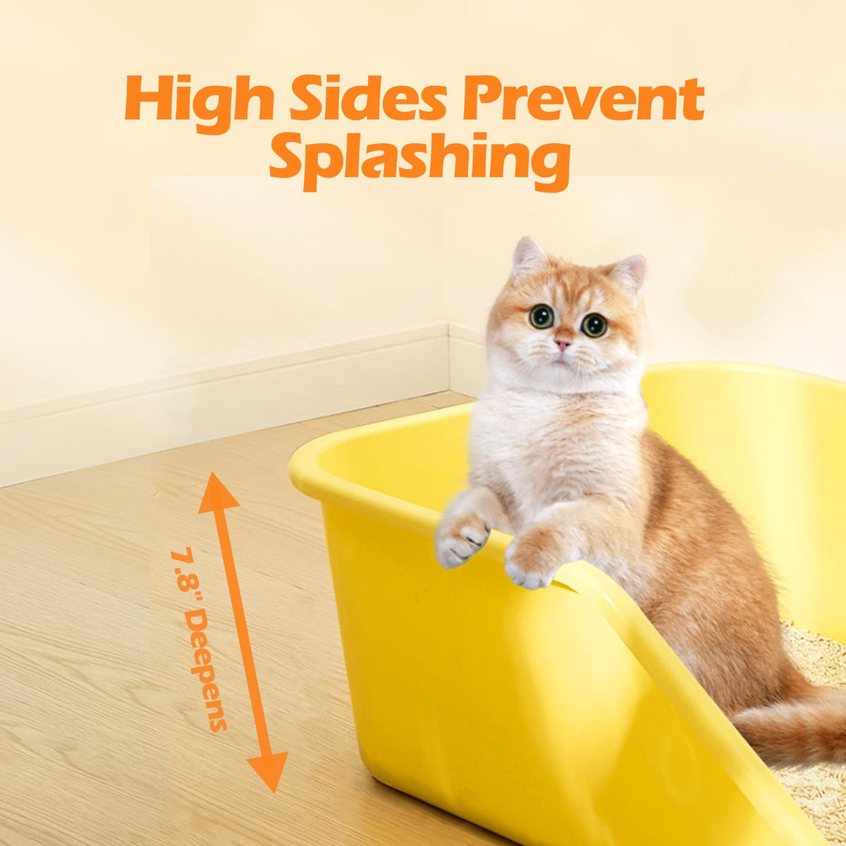 Large Cat Litter Box with High Sides and Low Entry V81525