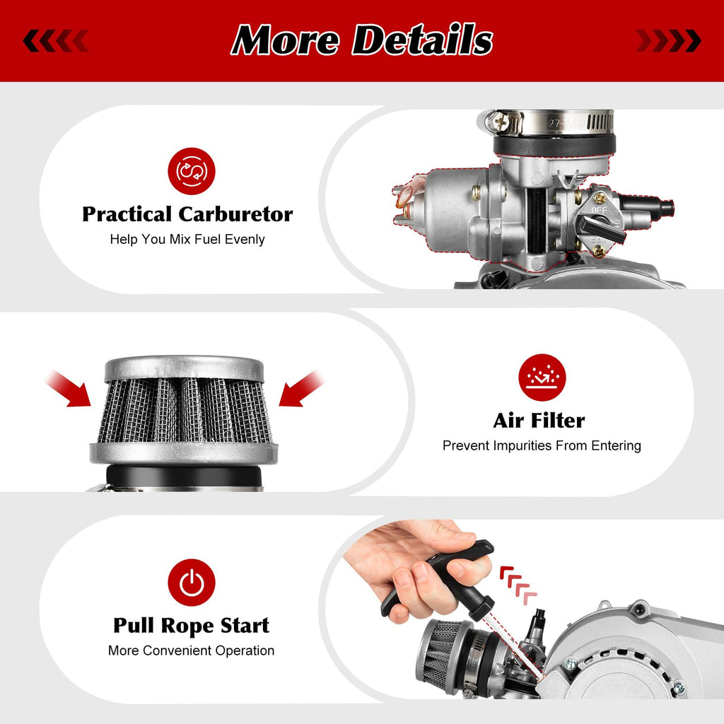 49CC 2-Stroke Gasoline Engine Motor Kit with Fuel Tank T814