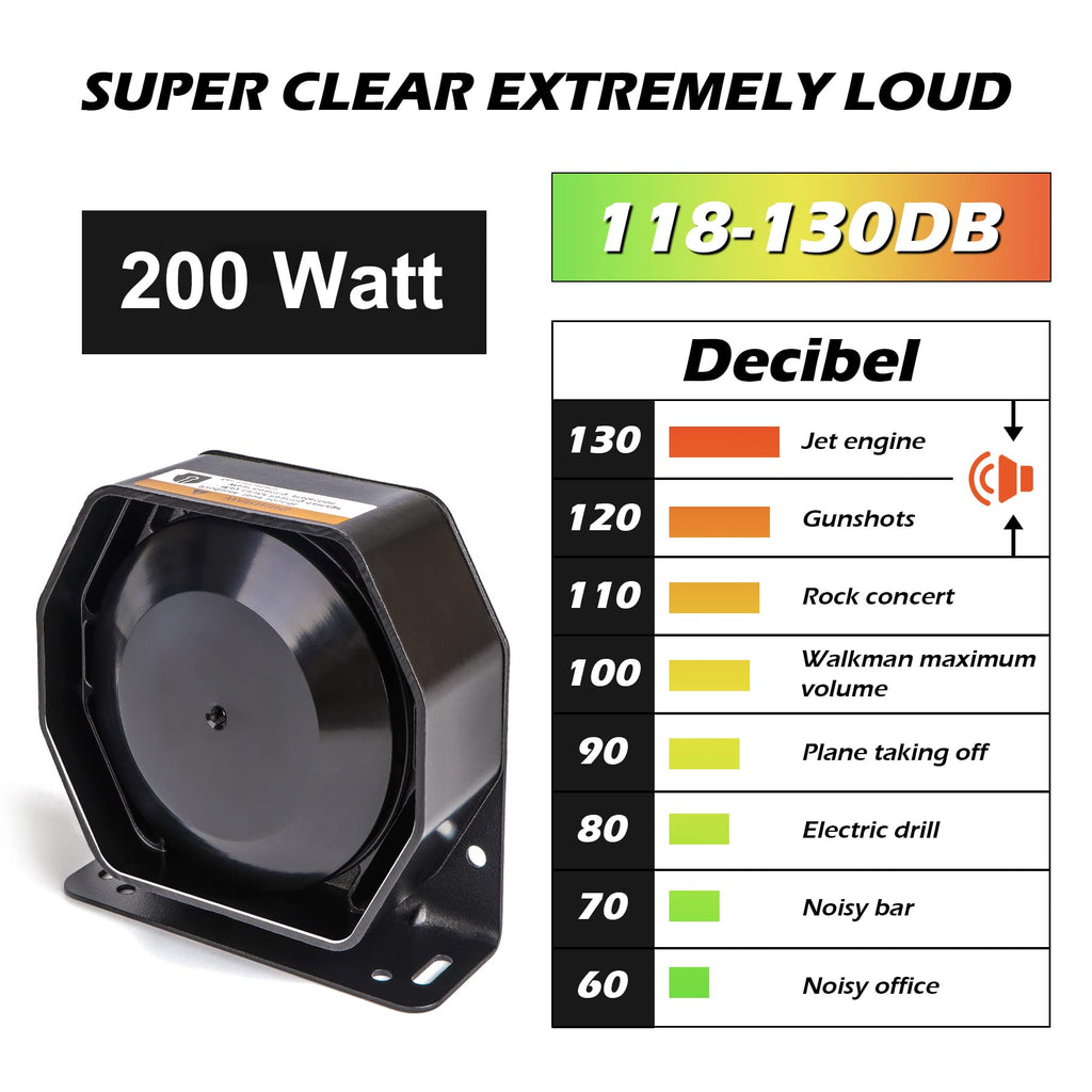 Emergency Police Siren 8 Tones PA System 130DB 200 Watt K7139
