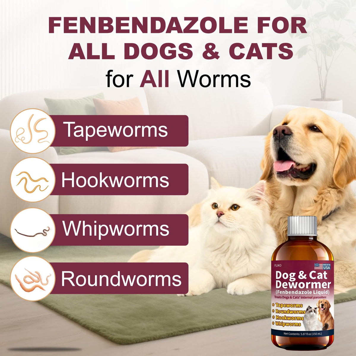 Fenbendazole Dewormer for Dogs & Cats 150 mL Z911