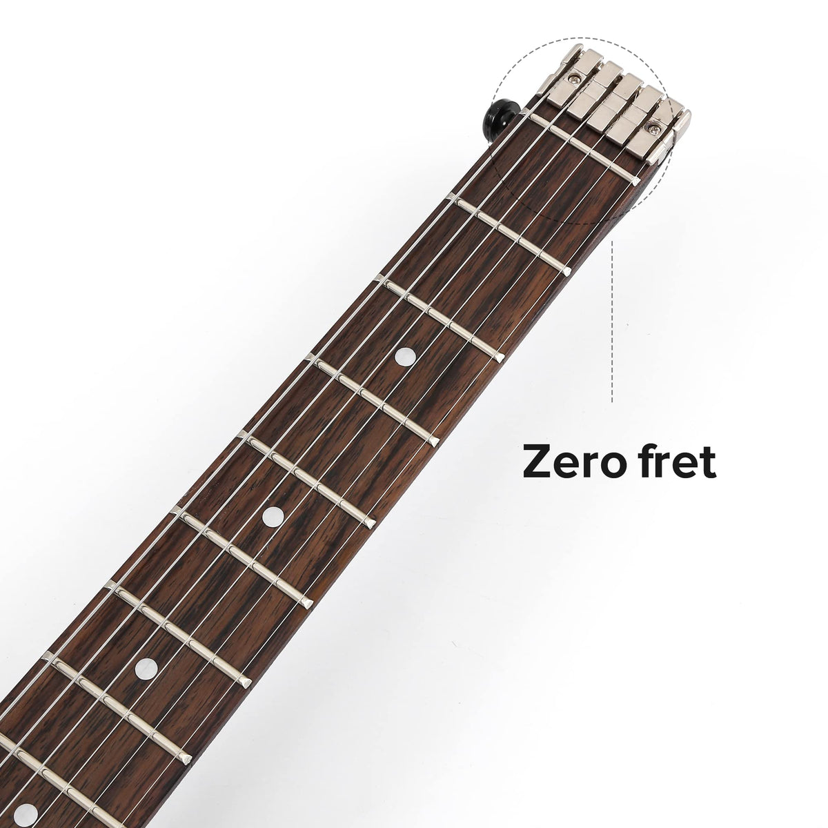 Travel Electric Guitar Headless 6 String One-piece Canada Maple Neck Double Locking Tremolo Bridge with Gigbag E469315