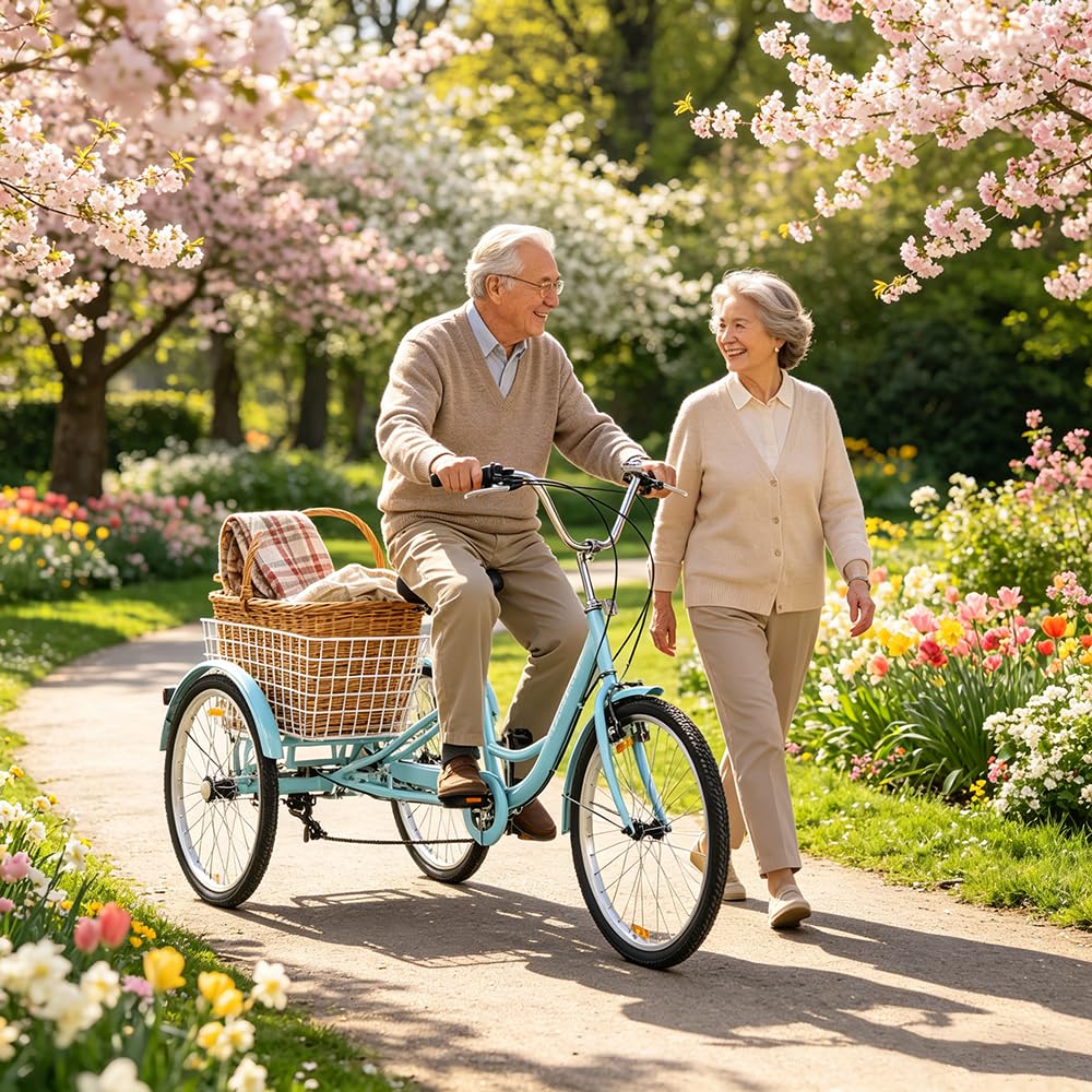 24 Inch 7 Speed Adult Tricycle with Rear Basket Z1408