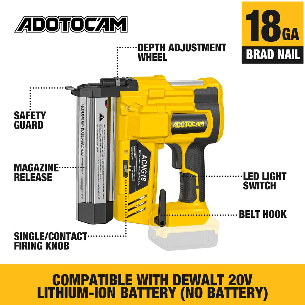 Cordless 2" Brad Nailer, 2 in 1 Electric Nail Gun/Staple Gun, 18GA Battery Powered U992672