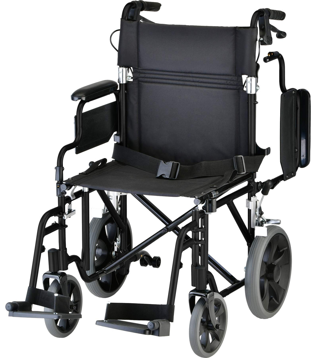 Lightweight Transport Chair with Locking Hand Brakes, Black W114