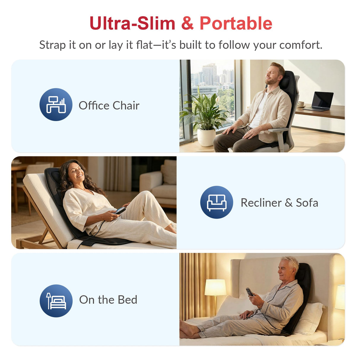 Graphene Heated Full Back Massage Seat Cushion J93975