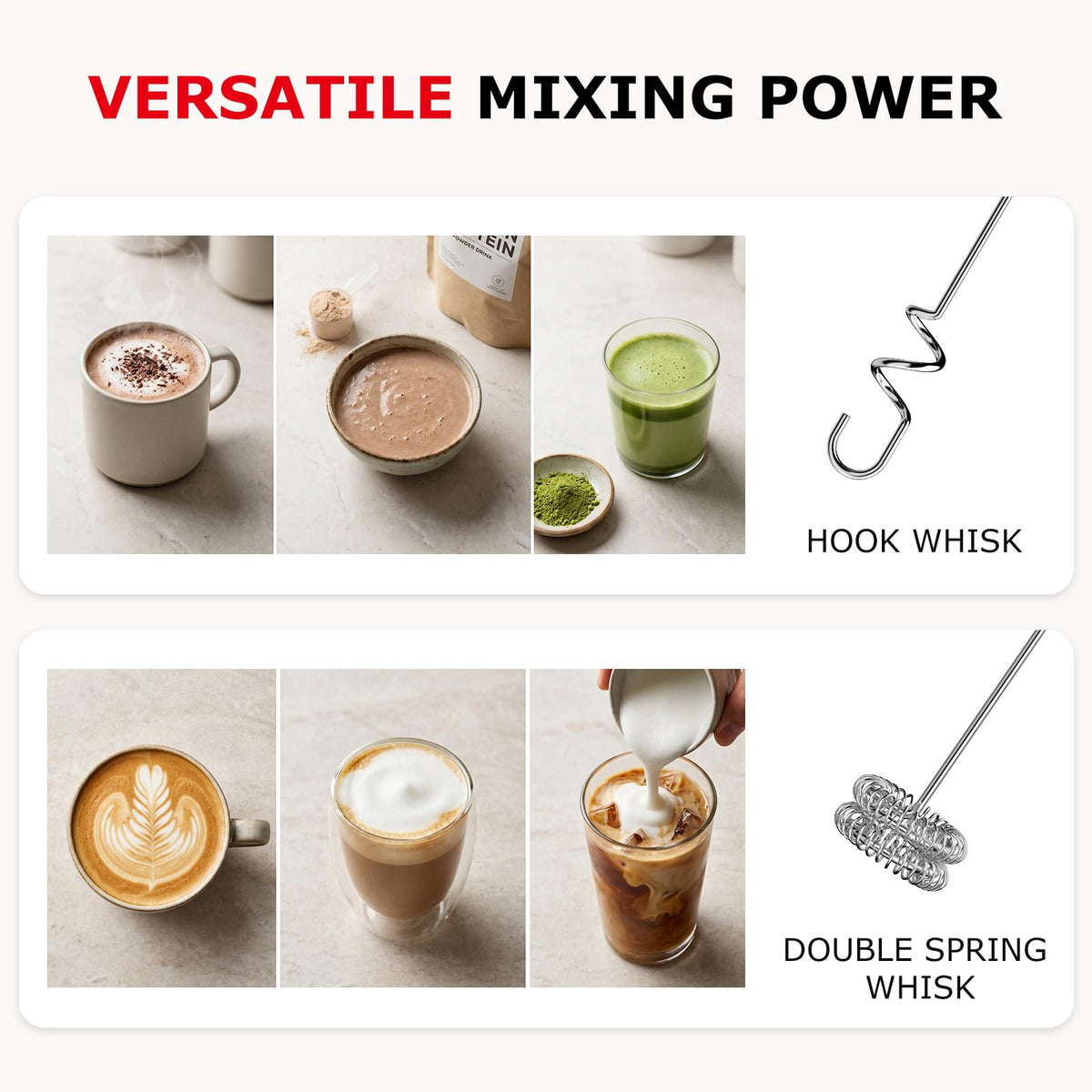 Rechargeable 3-Speed Handheld Milk Frother D198