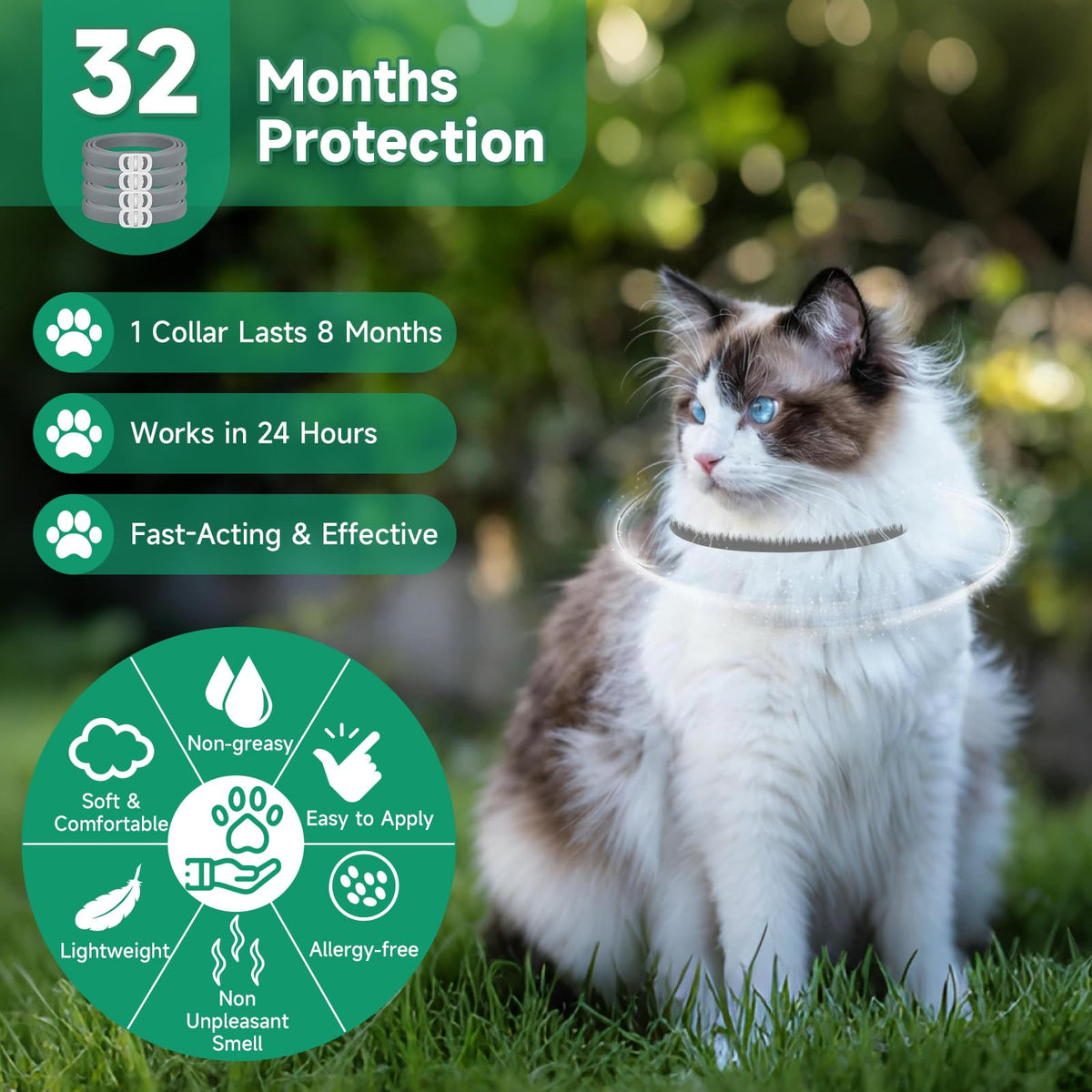 Grey 4-Pack Cat Flea and Tick Collar X8070