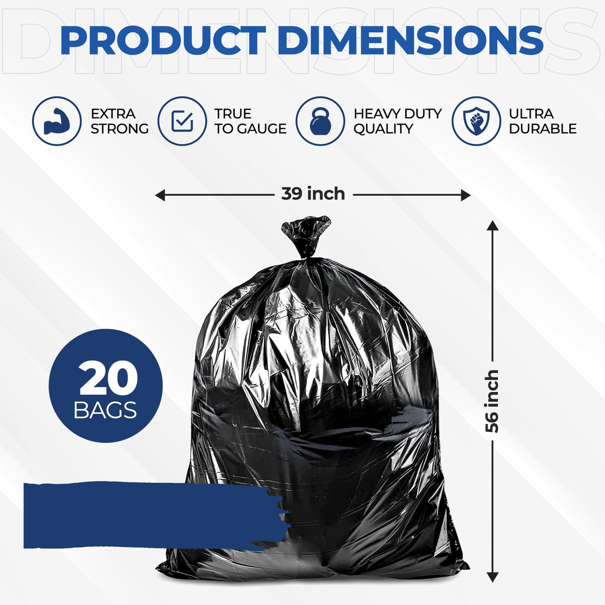 55 Gallon 20 Black Heavy Duty Trash Bags H96399
