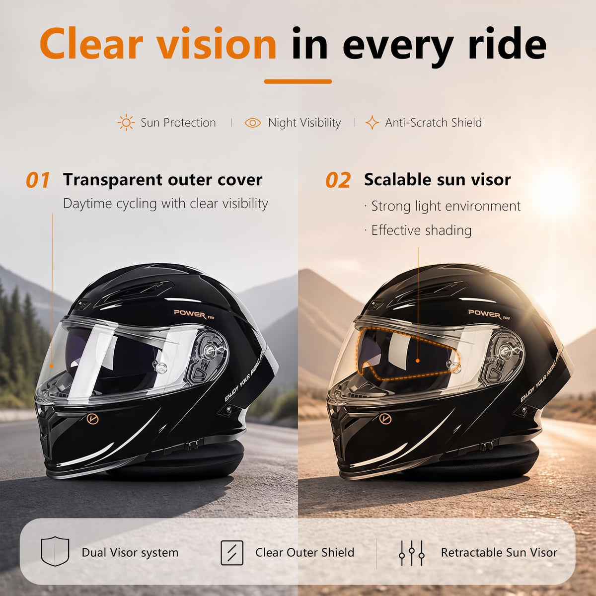 Motorcycle Helmet Bluetooth DOT Approved T77382