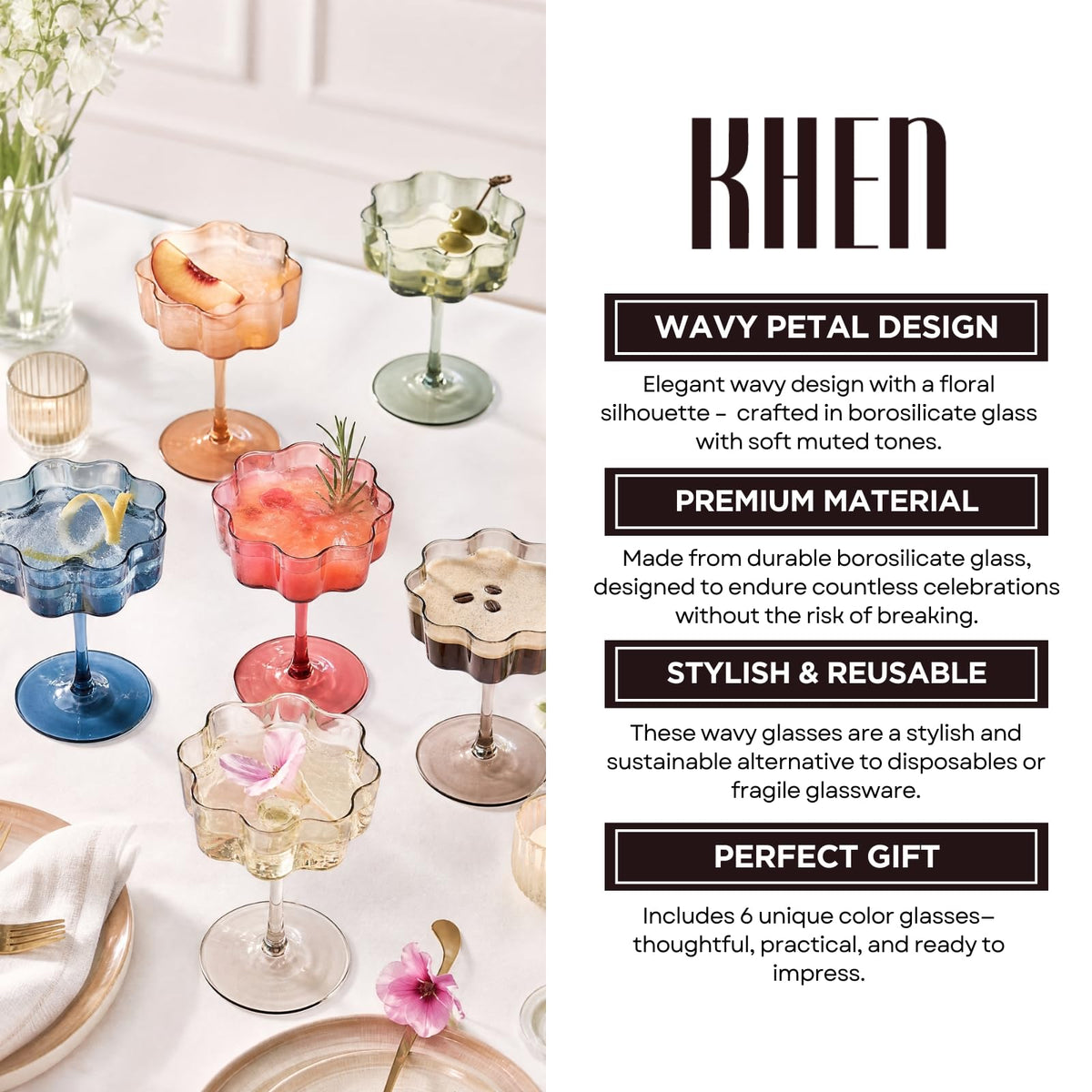 Scalloped Glass Coupes 7oz 6 Set C2695
