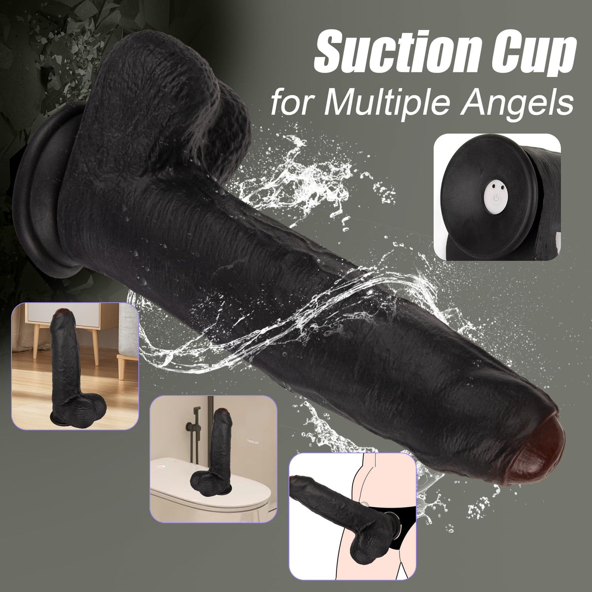 Black Realistic Dildo Vibrator V65376