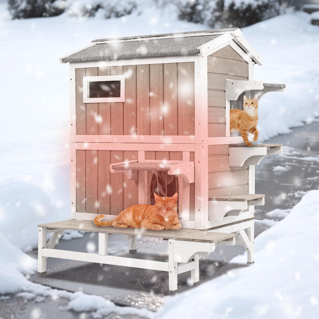 Insulated 2-Story Outdoor Cat House M494763