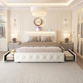 Full Size Bed Frame with LED Light and Storage Drawers U251